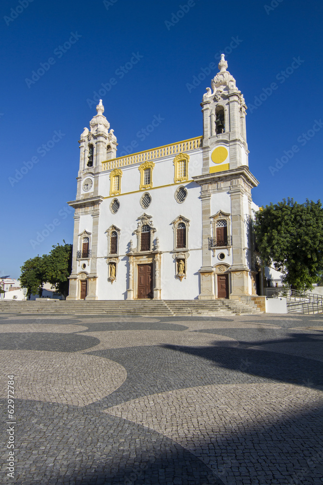 View of the beautiful church of Carmo located in Faro, Portugal.