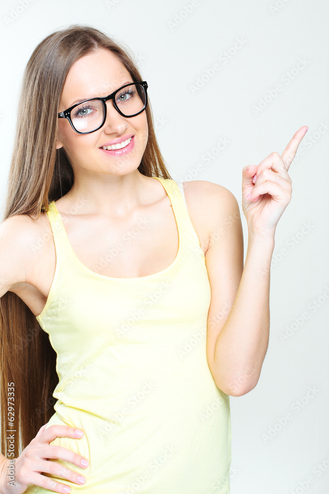 Young casual style woman portrait isolated over white background