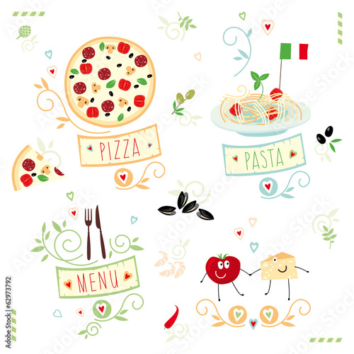 Italian cuisine,  set of illustration