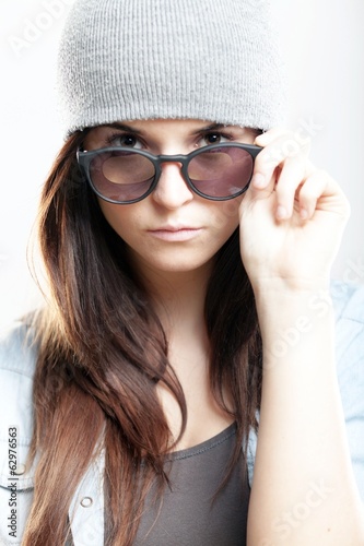 Portrait of hipster teenage girl © leszekglasner