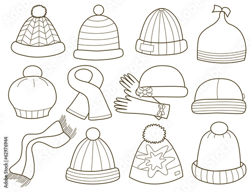 collection of fashionable caps (vector illustration)