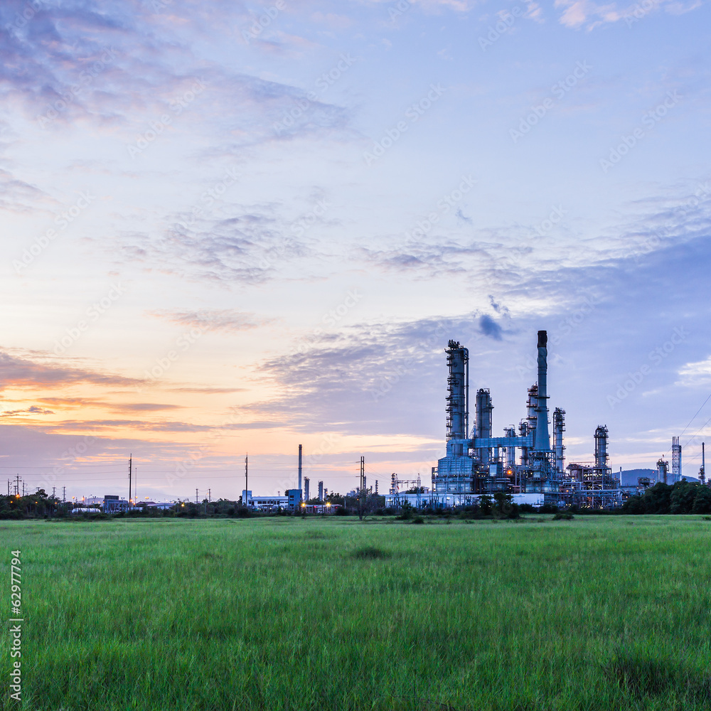 Oil refinery plant at twilight morning