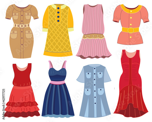 collection of fashionable women's dress (vector illustration)