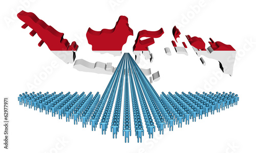 Arrow of people with Indonesia map flag illustration