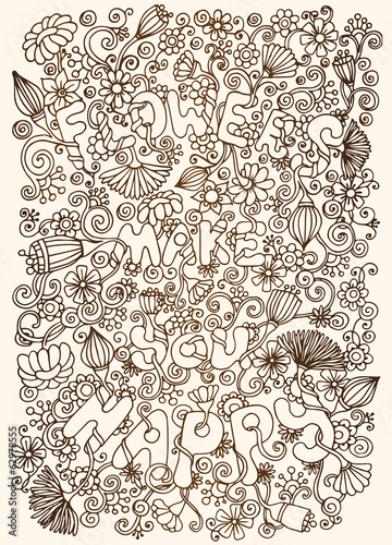 Fototapeta Naklejka Na Ścianę i Meble -  Floral background, graphic flowers and leaves.