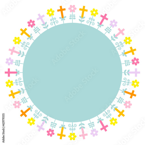 Confirmation Card Crosses & Flowers Retro