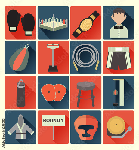 flat icons boxing set