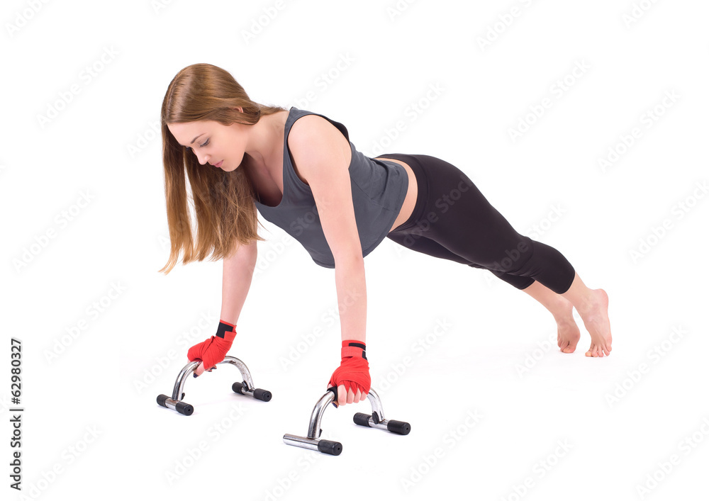 Kickboxing girl exercise in studio Kickboxing girl exercise in studio