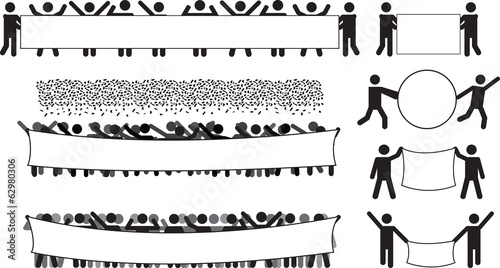 Happy and protestant people pictogram