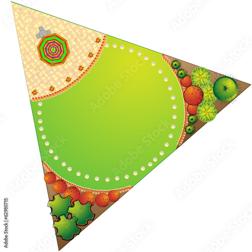 Vector Landscape Plan with treetop symbols