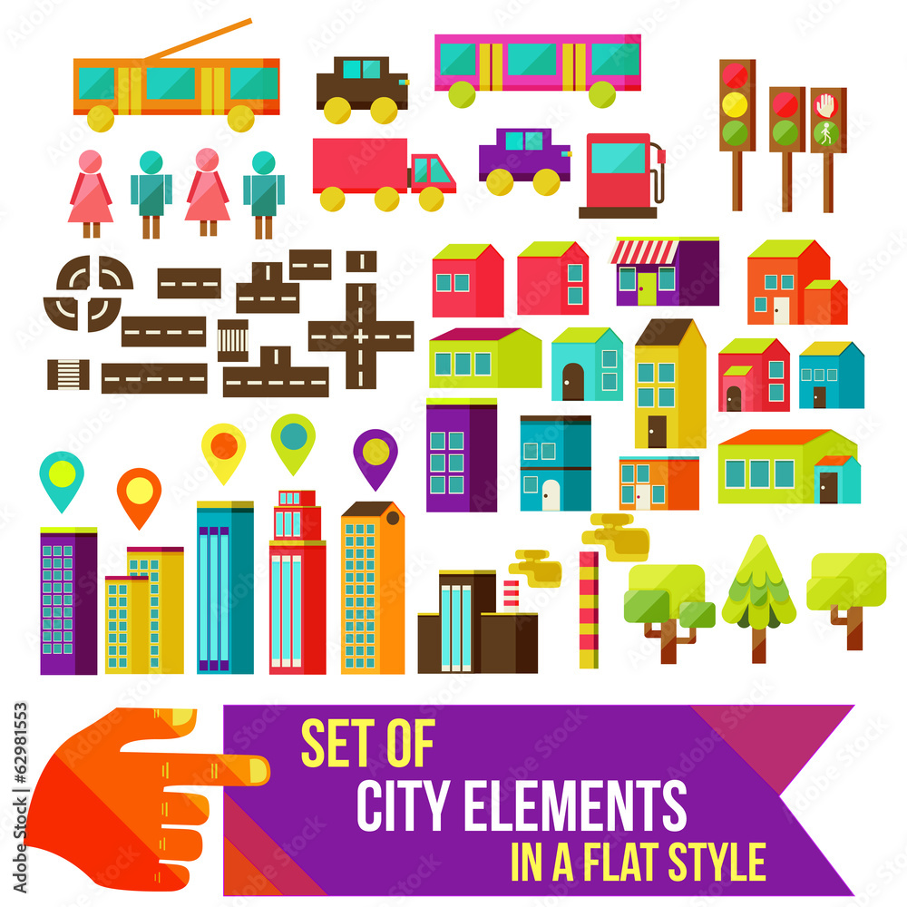 Set of city infographics in a flat style. Flat vector