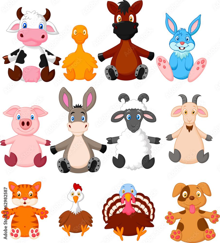 Obraz premium Farm animal cartoon collection