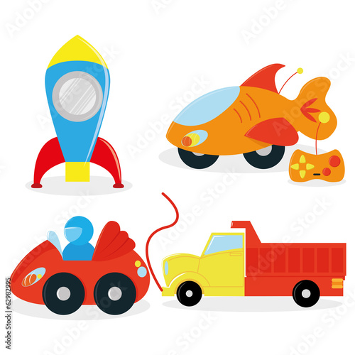 Set Of Different Cartoon Toys Isolated