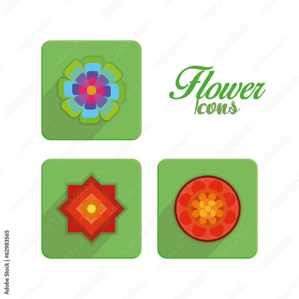 Set Of Stylish Colorful Flowers Icons Isolated Set Of Stylish Colorful Flowers Icons Isolated