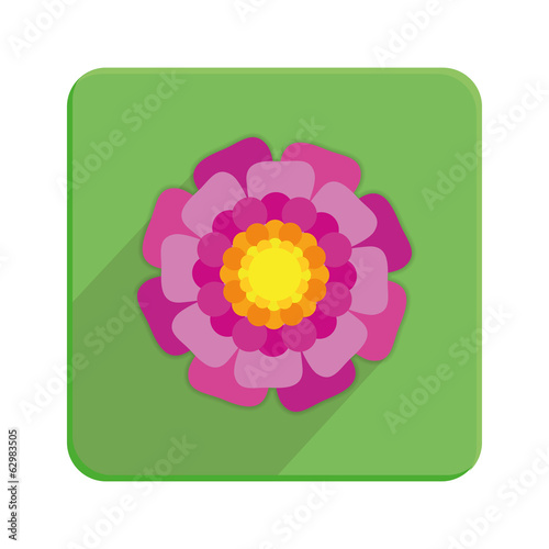 Stylish Colorful Floral Icon On Green Button
