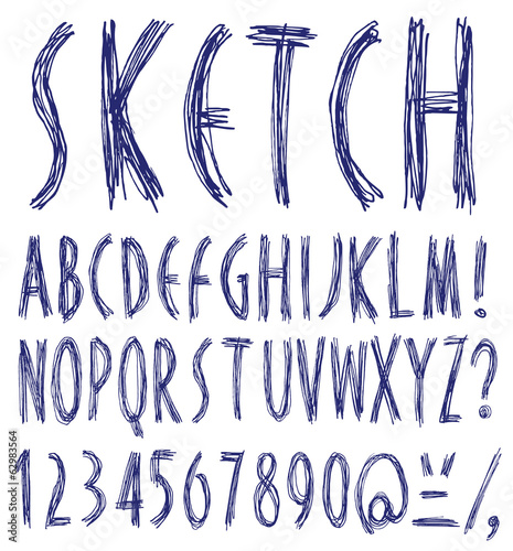 Hand drawn sketchy alphabet.