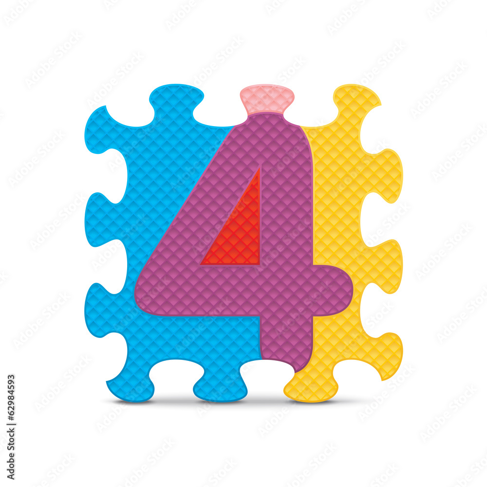 Vector number 4 written with alphabet puzzle Vector number 4 written with alphabet puzzle