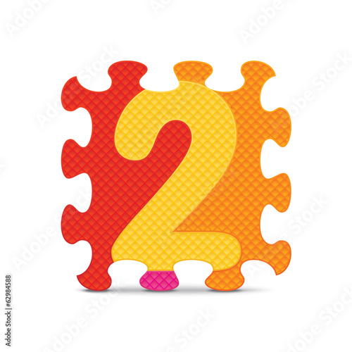 Vector number 2 written with alphabet puzzle