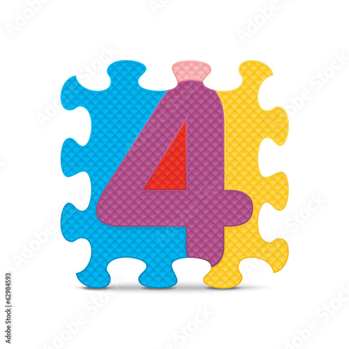 Vector number 4 written with alphabet puzzle