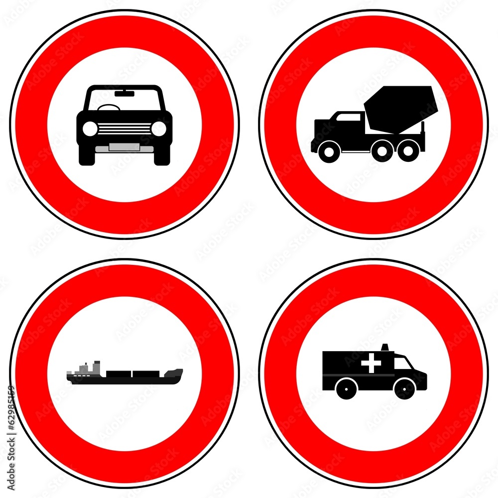 Transport en 4 panneaux de signalisation Transport en 4 panneaux de signalisation