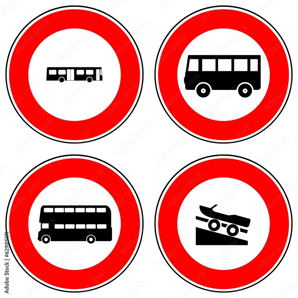 Transports en 4 panneaux de signalisation Transports en 4 panneaux de signalisation