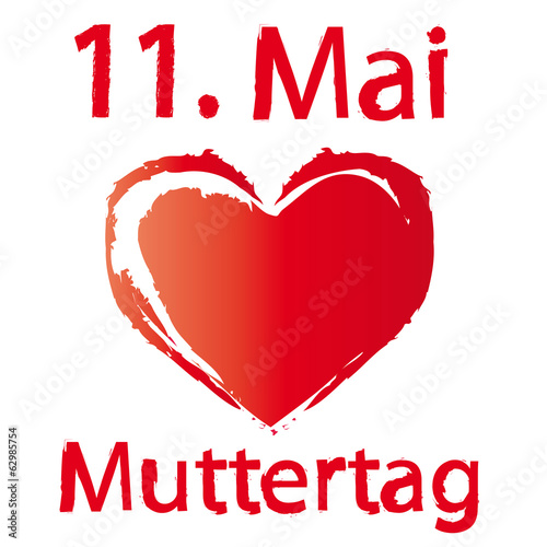 Am 11. Mai ist Muttertag, Schriftzug mit Herz