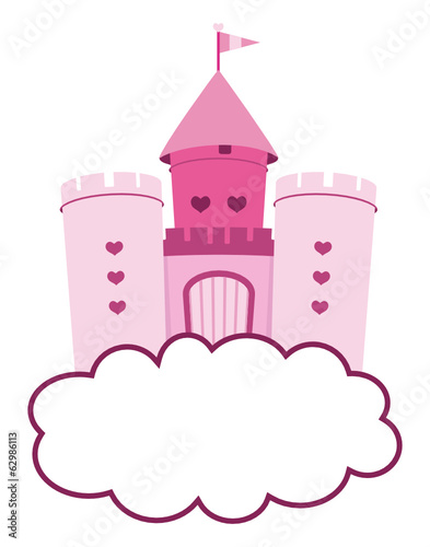 cute pink castle in clouds #62986113