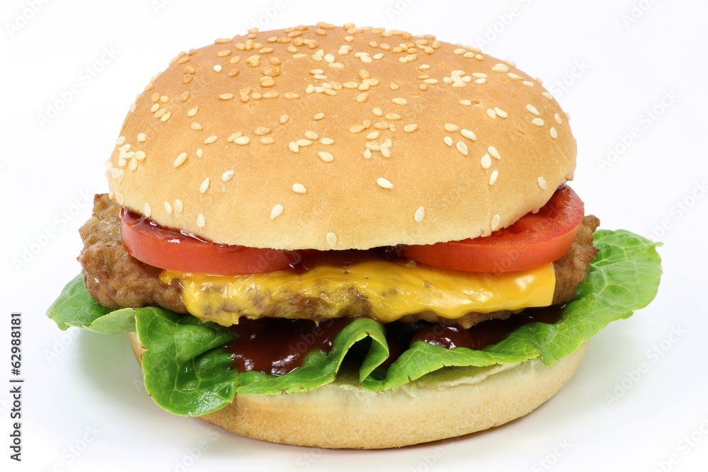 Cheeseburger isoliert auf weißem Hintergrund Cheeseburger isoliert auf weißem Hintergrund