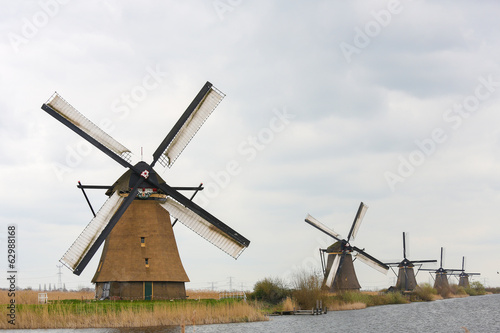 Dutch windmills at Kinderdijk  near Rotterdam  Holland