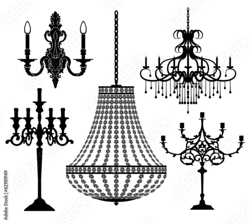 Set of candlesticks and chandeliers.
