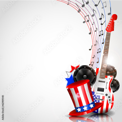 Vector Independence Day Background with Theme of Music