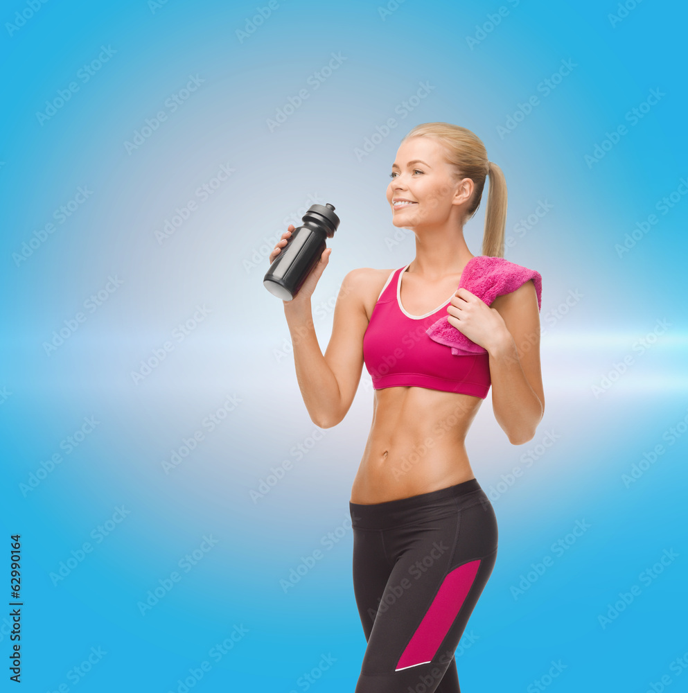 sporty woman drinking water from sportsman bottle sporty woman drinking water from sportsman bottle