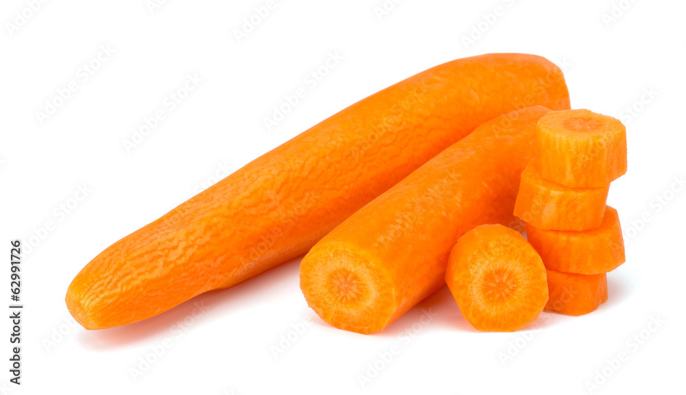 Peeled fresh carrots isolated on white background Peeled fresh carrots isolated on white background