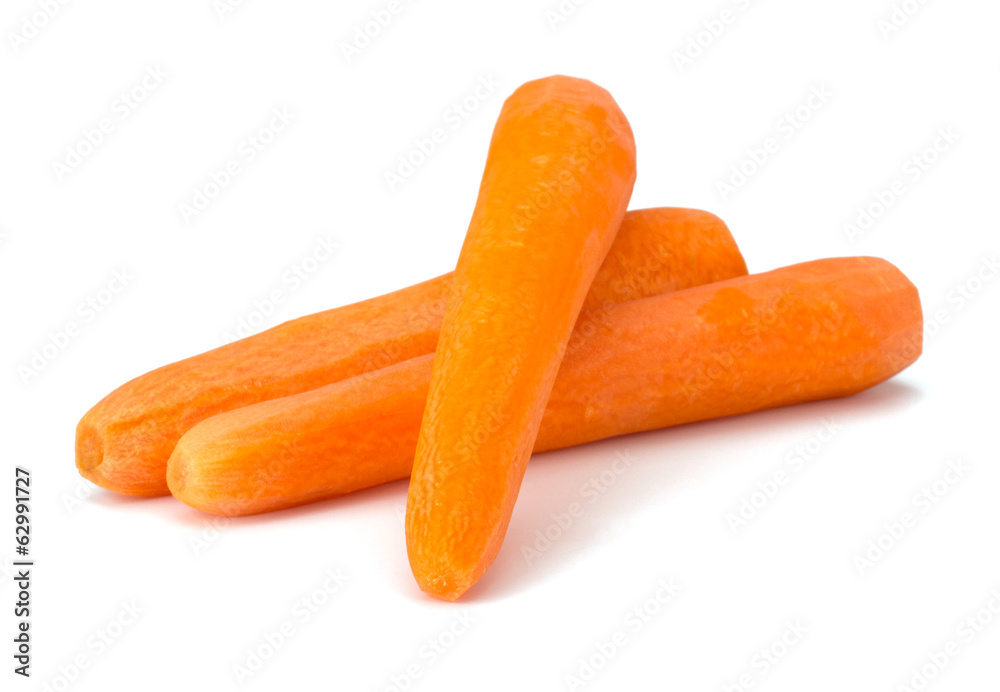 Peeled fresh carrots isolated on white background Peeled fresh carrots isolated on white background