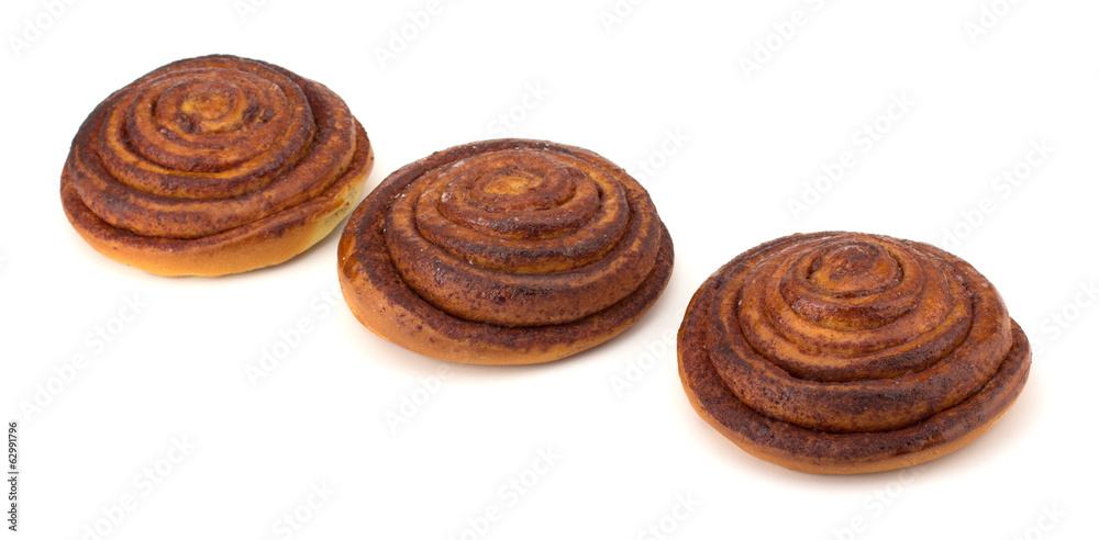 Cinnamon buns isolated on white background Cinnamon buns isolated on white background