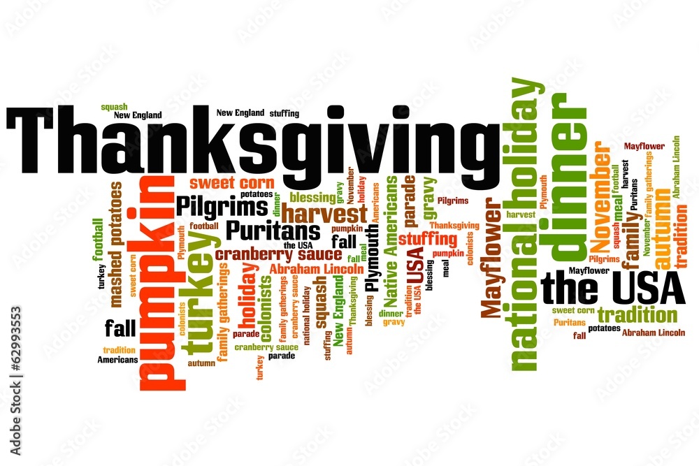 Thanksgiving - word cloud illustration Thanksgiving - word cloud illustration
