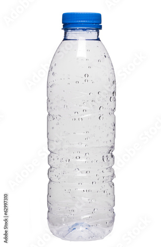  blue cap plastic water bottle