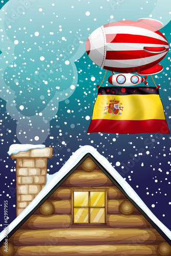 A floating balloon with the flag of Spain
