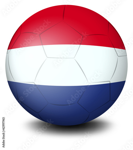 A soccer ball designed with the flag of the Netherlands