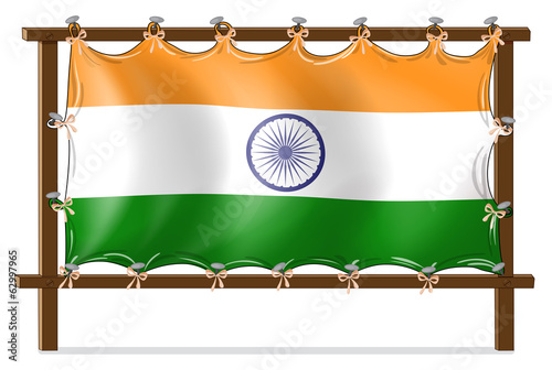 A wooden frame with the flag of India