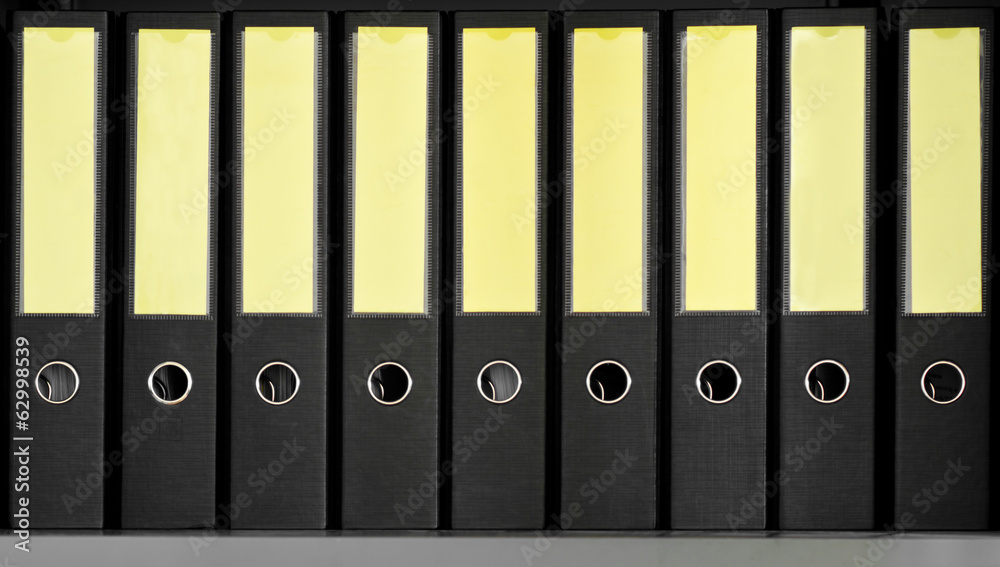 Row of black archive folders