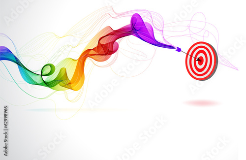 Abstract colorful background with Arrow Hitting A Target