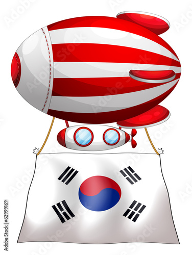 A floating balloon with the Korean flag
