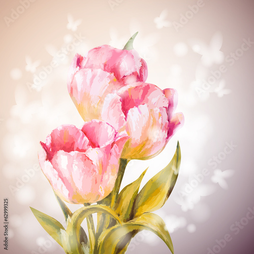 Tulips flowers background.