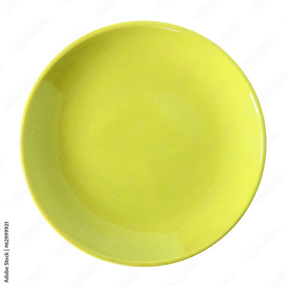 yellow plate isolated on white with clipping path yellow plate isolated on white with clipping path