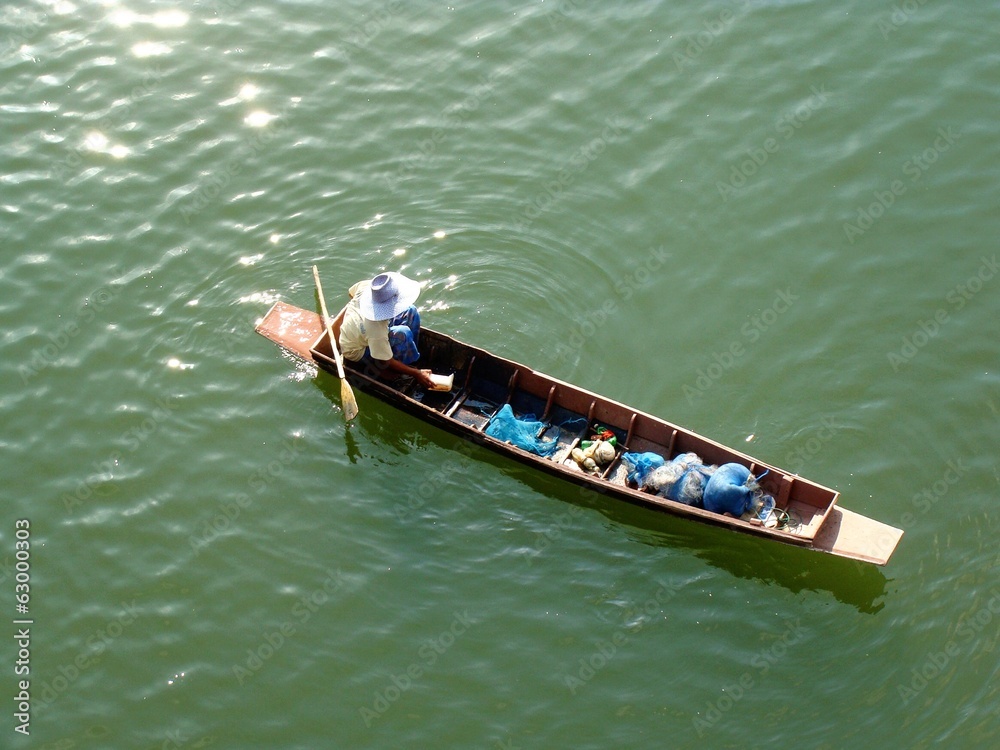 Fisherman fishing in the river Fisherman fishing in the river