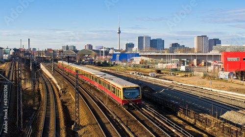 Cityscape with railroads in Berlin, Germany