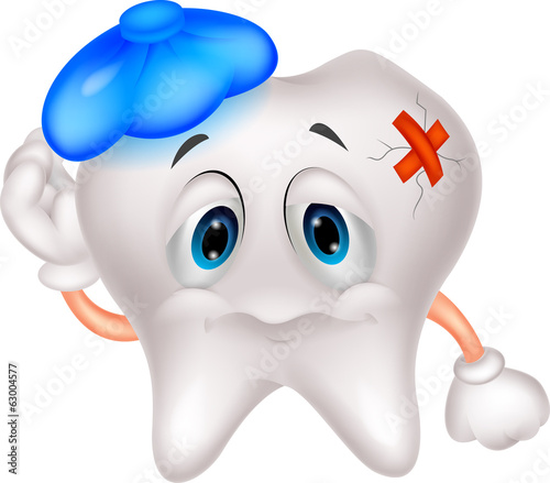 Sick tooth cartoon