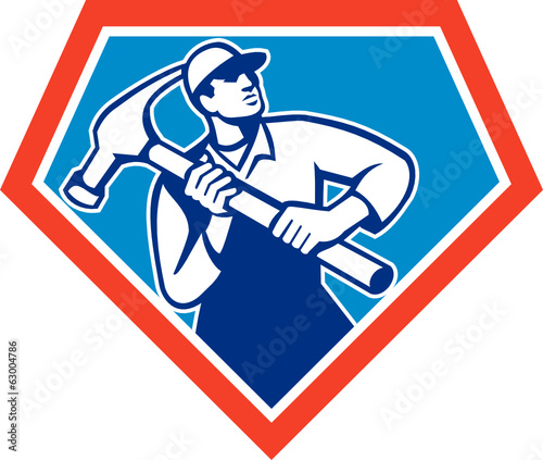 Builder Carpenter Handyman Hammer Retro