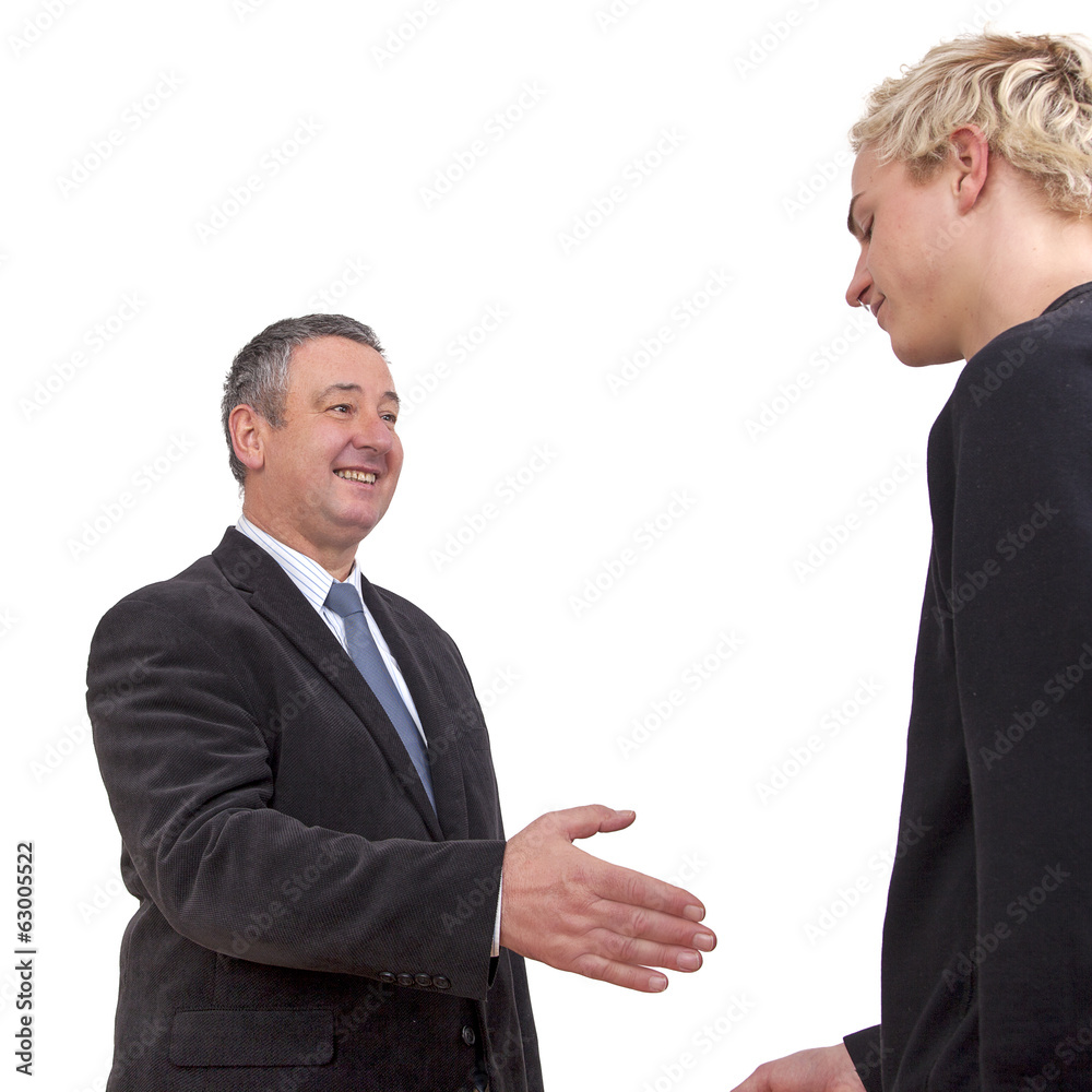 Businessman at the welcome of a Young Man